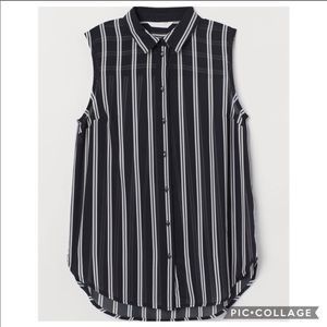 Sleeveless Stripe Button Down Blouse 4